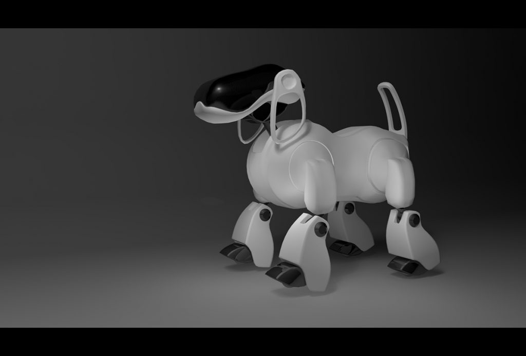 Chien robot modélisé en 3D